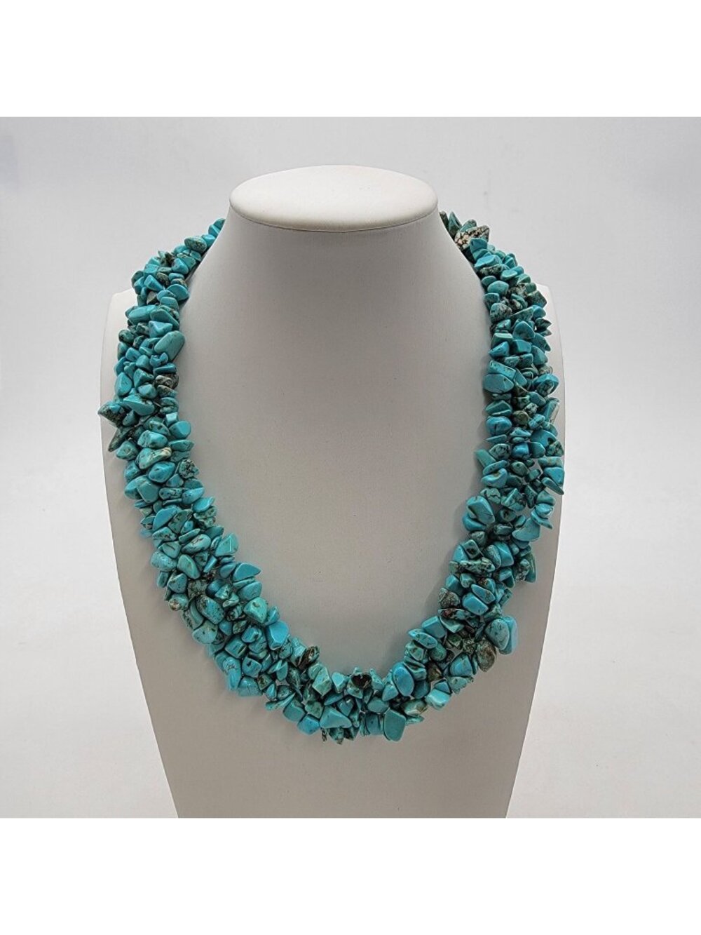 Artisan Mosaic Strand Turquoise Chunky Chip Gemstone Necklace